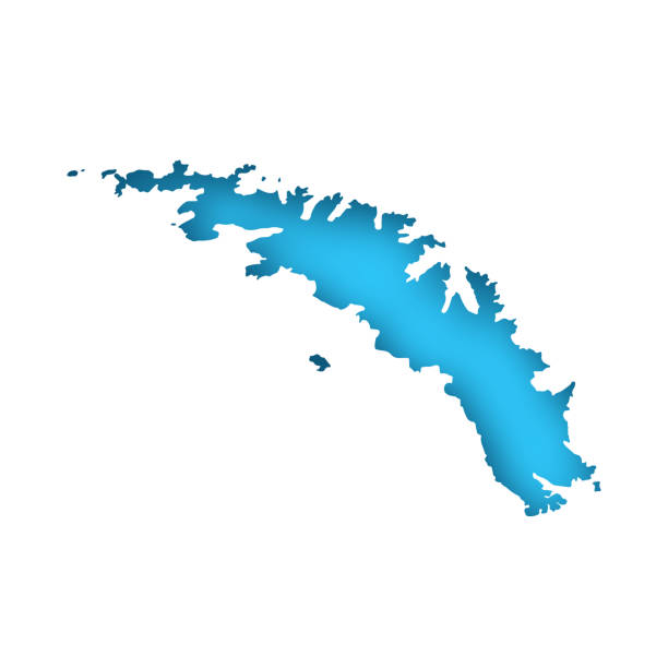 georgia południowa i sandwich południowy mapa - biała wycinanka na niebieskim tle - south sandwich islands stock illustrations