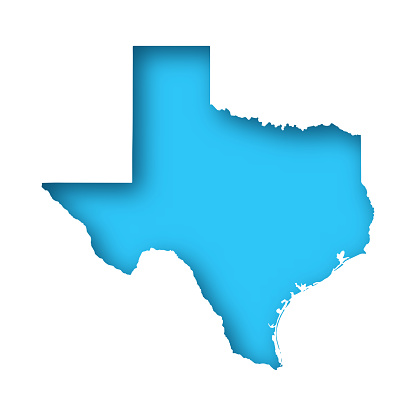 Map of Texas cut out on a blank white paper with a blue background. Modern and trendy paper cutout effect. Vector Illustration (EPS file, well layered and grouped). Easy to edit, manipulate, resize or colorize. Vector and Jpeg file of different sizes.