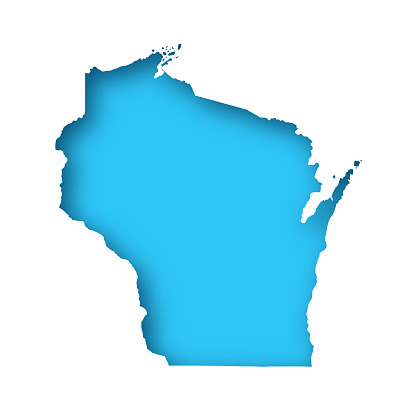 Map of Wisconsin cut out on a blank white paper with a blue background. Modern and trendy paper cutout effect. Vector Illustration (EPS file, well layered and grouped). Easy to edit, manipulate, resize or colorize. Vector and Jpeg file of different sizes.