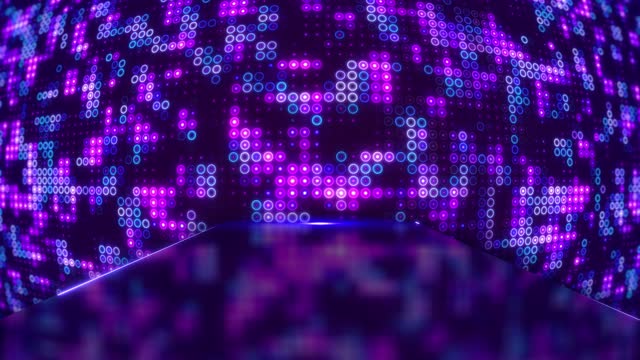 Glowing Neon Light Disco Ball Stage - Shining Digital Led Dots Background