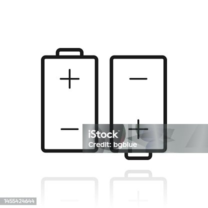 istock Two batteries. Icon with reflection on white background 1455424644