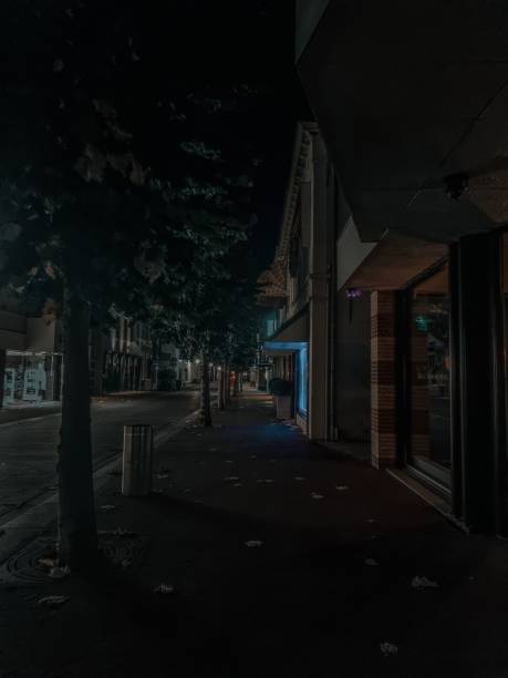 istock Vertical shot of an empty pavement at night 1455431326