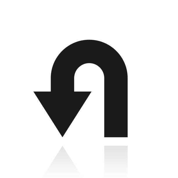 U-turn direction arrow. Icon with reflection on white background Icon of "U-turn direction arrow" with its reflection and isolated on a blank background. Vector Illustration (EPS file, well layered and grouped). Easy to edit, manipulate, resize or colorize. Vector and Jpeg file of different sizes. blank computer keyboard clip art stock illustrations