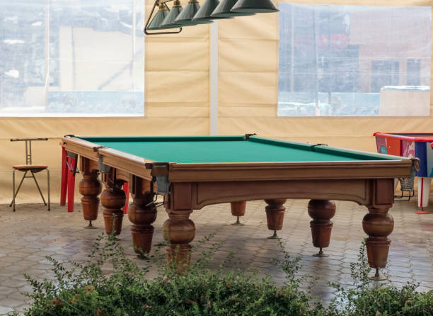 istock Interior design of a billiard table in the courtyard under a canopy 1455435189
