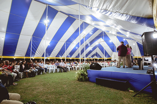 La Carlota City, Philippines – March 01, 2019: The event of Evangelistic tent revival meeting in the Philippine islands