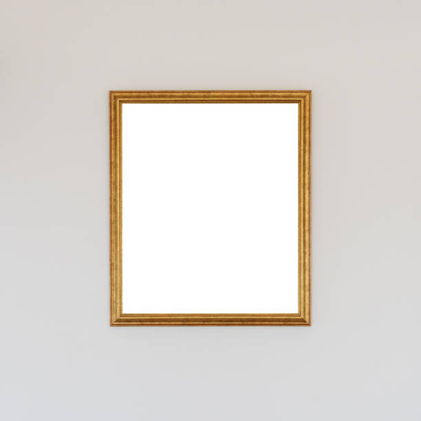 istock Empty picture frame with mockup copy space hanging on the wall 1455437080