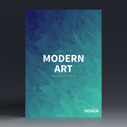 Vertical brochure template with modern and trendy background, isolated on blank background. Abstract illustration with beautiful color gradient (colors used: Green, Blue, Black). Can be used for different designs, such as brochure, cover design, magazine, business annual report, flyer, leaflet, presentations... Template for your own design, with space for your text. The layers are named to facilitate your customization. Vector Illustration (EPS file, well layered and grouped). Easy to edit, manipulate, resize or colorize. Vector and Jpeg file of different sizes.