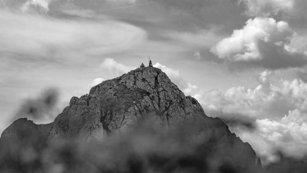 istock Grayscale shot of mountains and rocks 1455437767