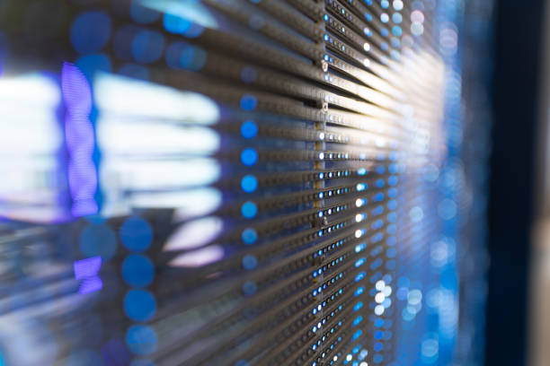 istock Motion of blurred flashlight and information transfer concept, created with LED lights board. 1455438769