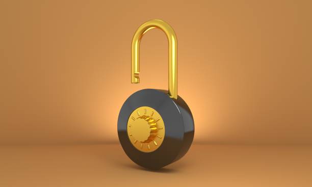 istock 3D rendering of a padlock on a golden background 1455438825