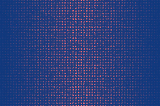 Modern and trendy background. Halftone design with a lot of small square dots and beautiful color gradient. This illustration can be used for your design, with space for your text (colors used: Red, Orange, Pink, Purple, Blue). Vector Illustration (EPS file, well layered and grouped), wide format (3:2). Easy to edit, manipulate, resize or colorize. Vector and Jpeg file of different sizes.