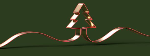 istock 3D rendering of a Christmas card with a red tree on a black background 1455439781
