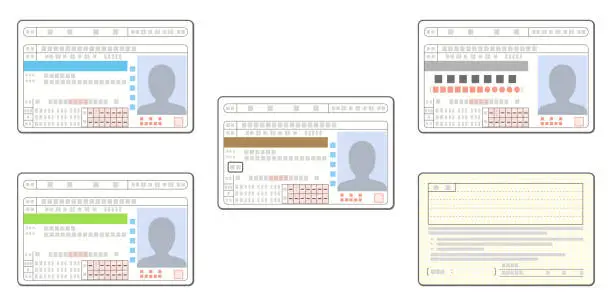 Vector illustration of Illustration of the various driver's license and Driving record certificate