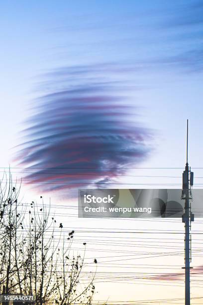 Communication Tower Flow Cloud Base Station 5g Sky Cirrus Stock Photo - Download Image Now