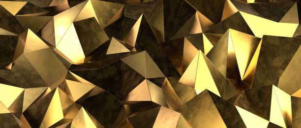 istock 3D rendering of a golden triangle-shaped geometric background 1455443043