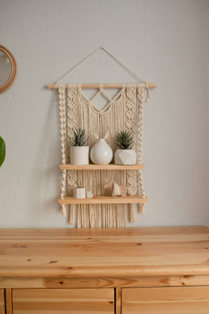 istock A macrame shelf hangs in the interior of the room 1455444113