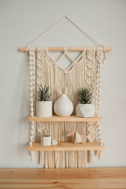 istock A macrame shelf hangs in the interior of the room 1455444237