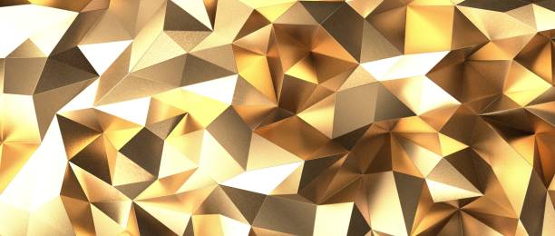istock 3D render of gold abstract geometric polygonal shapes background 1455444476