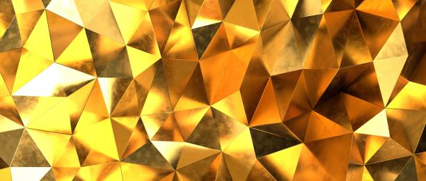 istock 3D rendering of gold crystal abstract geometric polygonal shapes background 1455445313