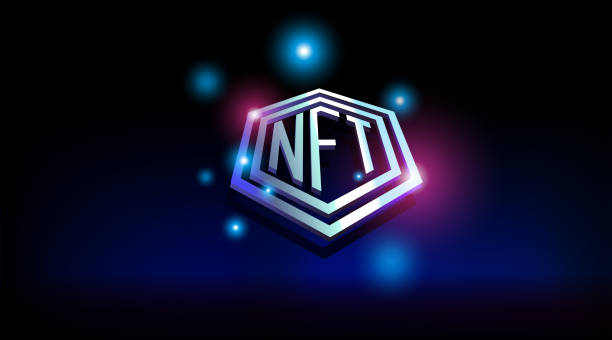istock NFT background in retro style with copyspace. Banner Non-fungible token. 1455447219
