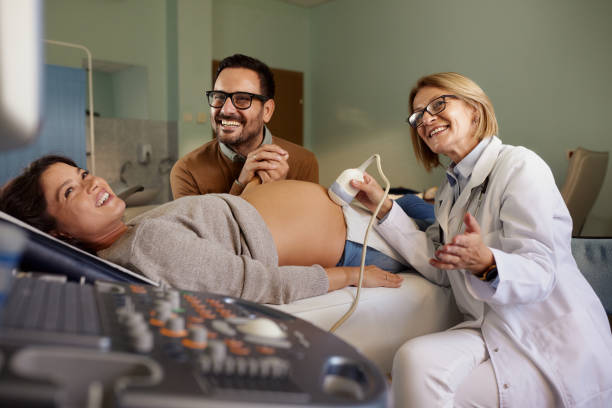 examen échographique chez les gynécologues! - human pregnancy ultrasound medical exam doctor photos et images de collection
