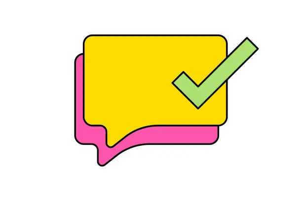 Vector illustration of Speech bubble with check mark