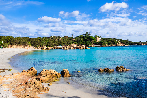 Capriccioli (east) beach, a famous seaside resort in the Costa Smeralda, in the northeast coast of Sardinia