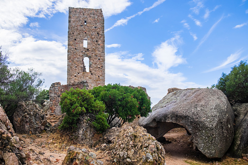 Ruins of the Pedres Castle, a 13th-century fortification built on a rocky outcrop a few kilometers from Olbia