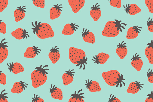 Seamless pattern with cartoon strawberries. colorful vector. hand drawing, flat style. design for fabric, print, textile, wrapper. Vector illustration