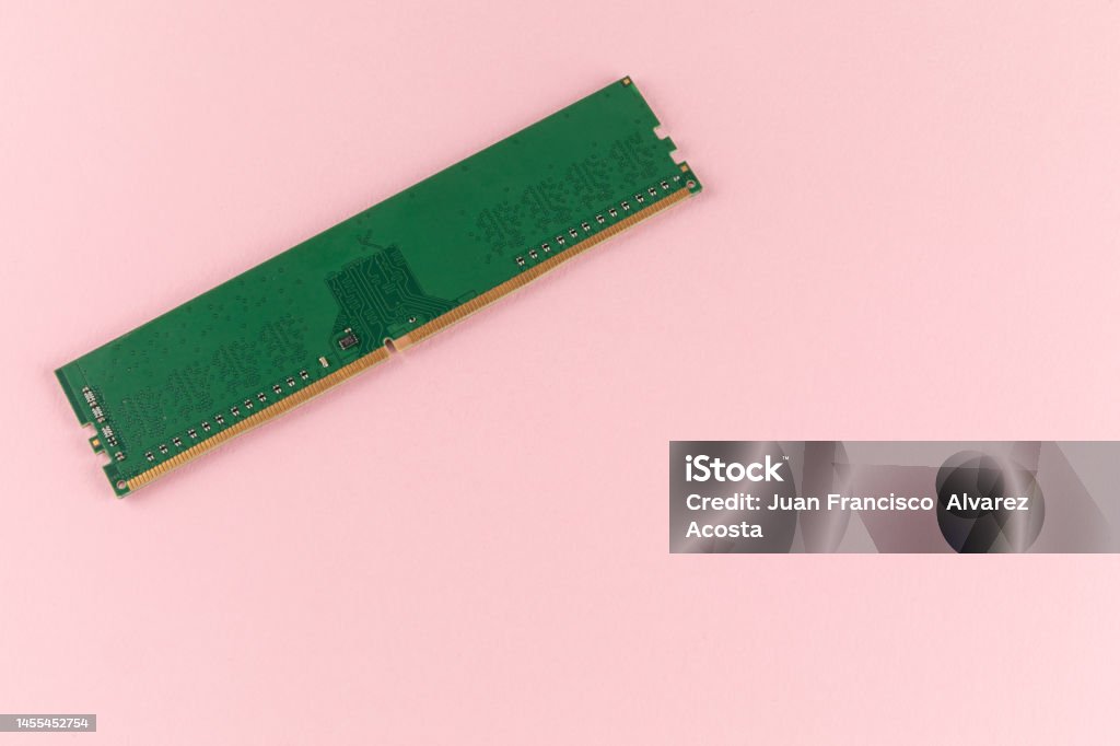 Ram Microchip On Pink Pastel Background Top View Stock Photo - Download ...