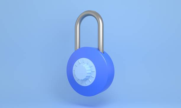 istock 3D rendering of a padlock on a blue background 1455454236