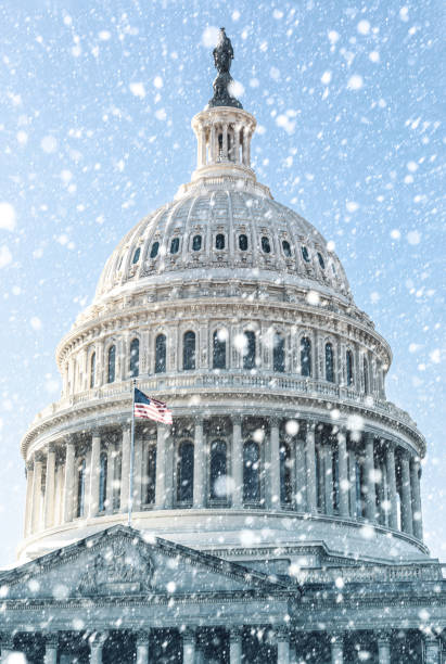 istock Capitol building in Washington D.C. during snow storm 1455456105