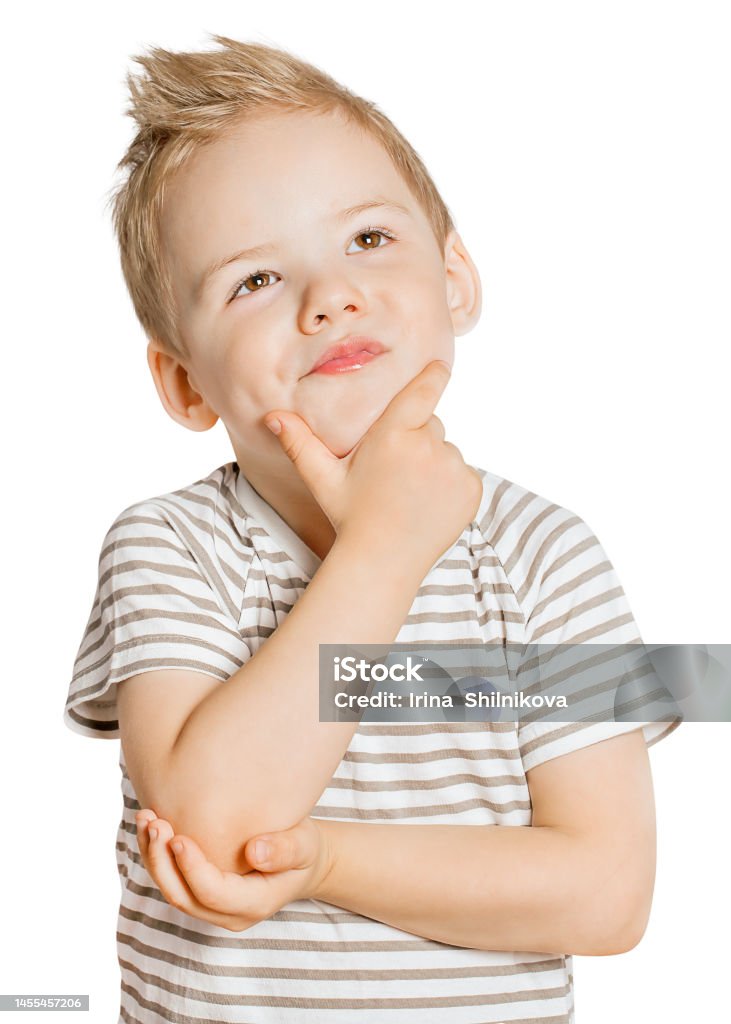 Brooding Boy Isolated On White Background Stock Photo - Download Image ...