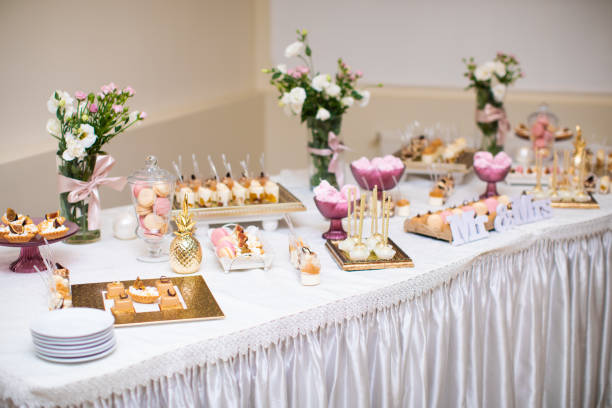 istock beautifully decorated table with sweet candy bar 1455457321