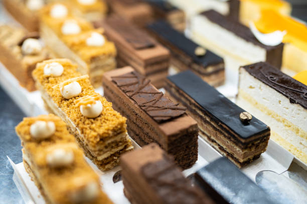istock various delicious sweet pastries in the shop window. 1455457531