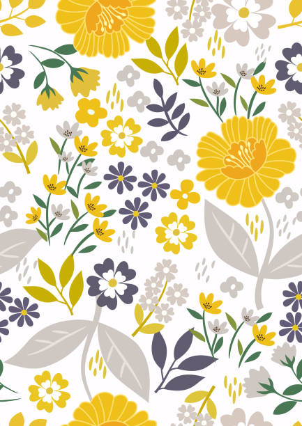 ilustrações, clipart, desenhos animados e ícones de teste padrão sem emenda floral. - pattern blossom seamless old fashioned