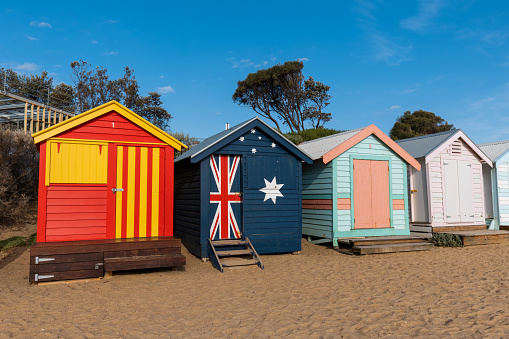 Beautiful bathing boxes at Brighton Beach, Melbourne, Australia