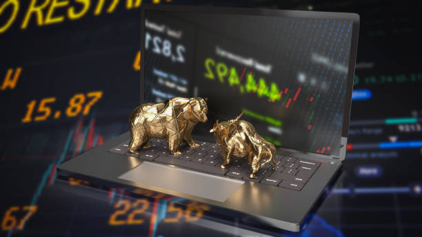 istock The gold bull and bear on notebook for business concept 3d rendering 1455460500