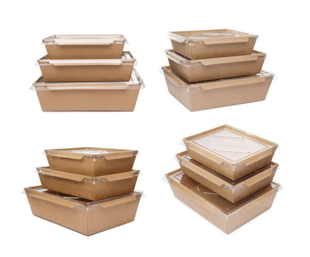 istock Set with paper containers for food on white background 1455460814