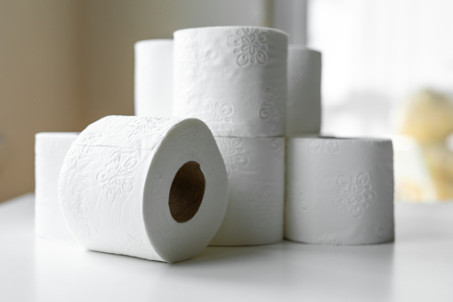 Many toilet paper rolls at home