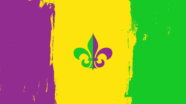 mardi gras holiday background with fleur de lis sign and brush strokes. graphic template for fat tuesday holiday. - 懺悔星期二 幅插畫檔、美工圖案、卡通及圖標