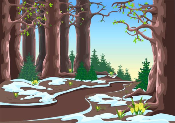 illustrazioni stock, clip art, cartoni animati e icone di tendenza di primavera natura - agriculture tree rural scene nature