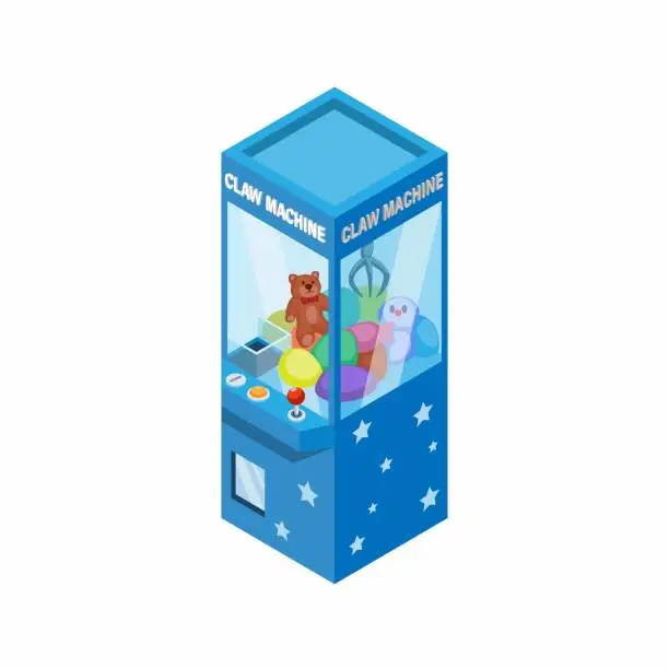 Vector illustration of Claw machine game isometric illustration vector