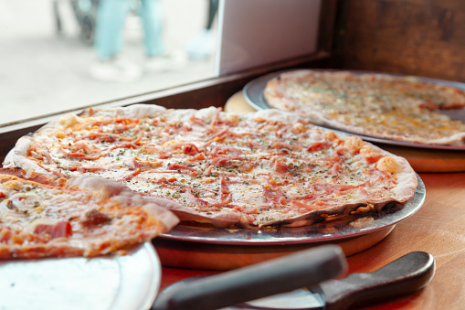 Food truck selling pizza