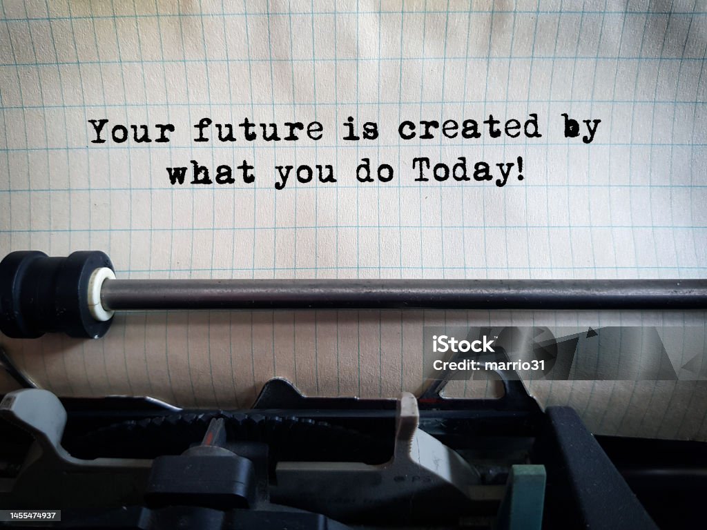 Your future is created by what you do today! Your future is created by what you do today ! Today - Single Word Stock Photo