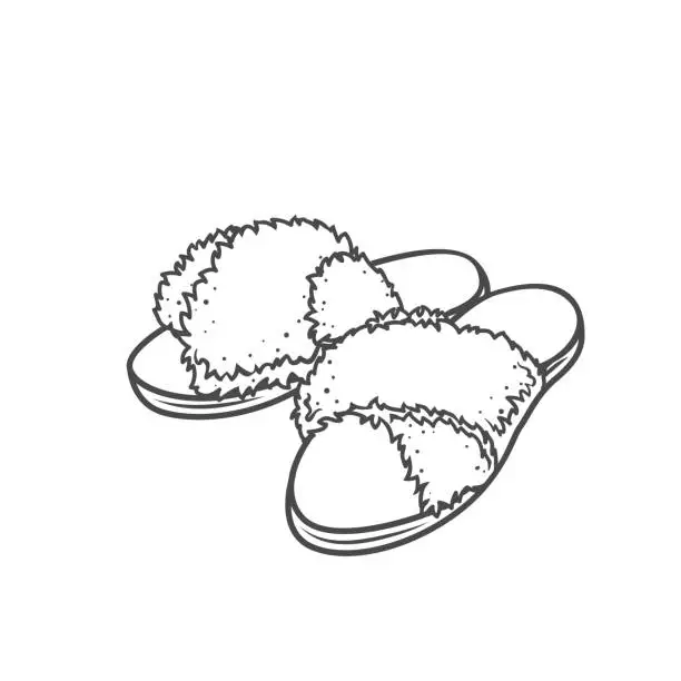 Vector illustration of Home Slippers Line Icon