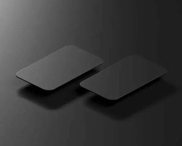 Classic Black Business Card Mockup Top View