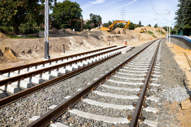 istock Reconstruction of the railway line 1455477311