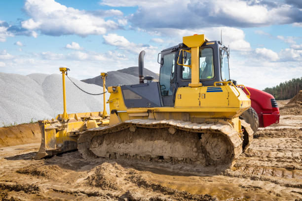 istock Road construction machinery on the construction of highway 1455478243
