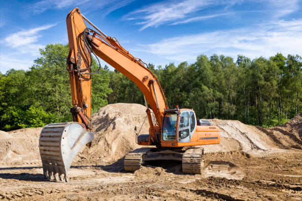 istock Excavator at the construction site of a new highway 1455479247
